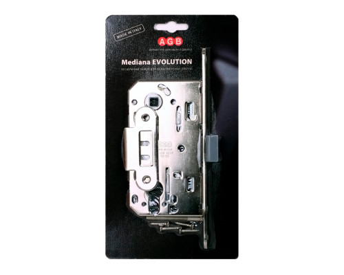 Корпус замка AGB (АГБ) под цилиндр MEDIANA EVOLUTION B01103.50.06.567 с отв. планкой B01000.13 (никель)