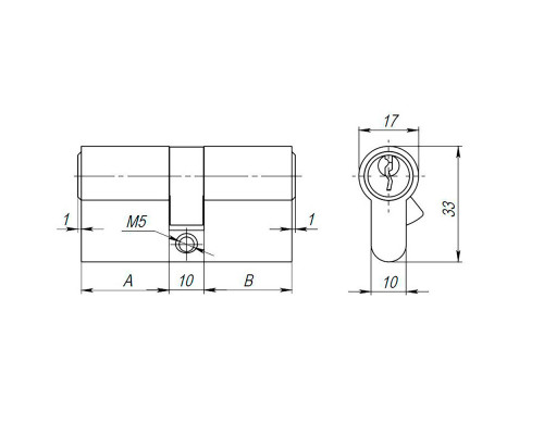 Цилиндровый Ajax (Аякс) механизм (AX100/80) AX1000Key80 (30+10+40) CP хром