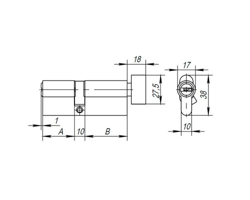 Цилиндровый Ajax (Аякс) механизм (AX202/100) AX2002Knob100 (40+10+50) CP хром с вертушкой