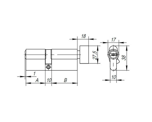 Цилиндровый Ajax (Аякс) механизм (AX202/120) AX2002Knob120 (55+10+55) CP хром с вертушкой