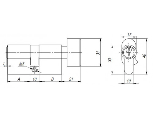 Цилиндровый Ajax (Аякс) механизм (AX102/70) AX1002Knob70 (35+10+25) CP хром с вертушкой