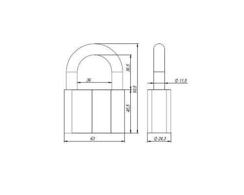 Замок Ajax (Аякс) навесной PD-4070 (PD-40-70) 3 fin key