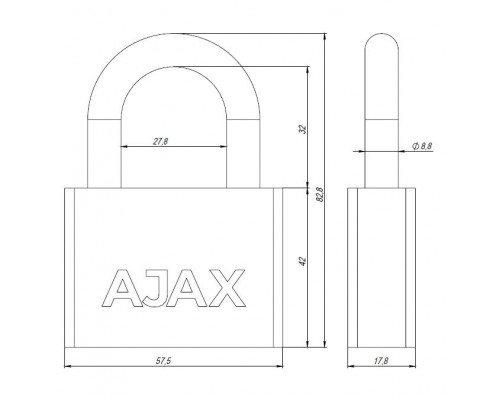 Замок Ajax (Аякс) навесной PD-3060 (PD-30-60) 3 fin key /блистер