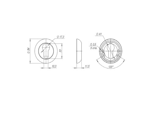 Накладка Ajax (Аякс) под цилиндр ET.R.JR54 (ET JR) BL-24 черный