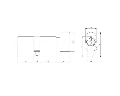 Цилиндровый Ajax (Аякс) механизм (AZ102/90) AZ1002Knob90 (40+10+40) CP хром