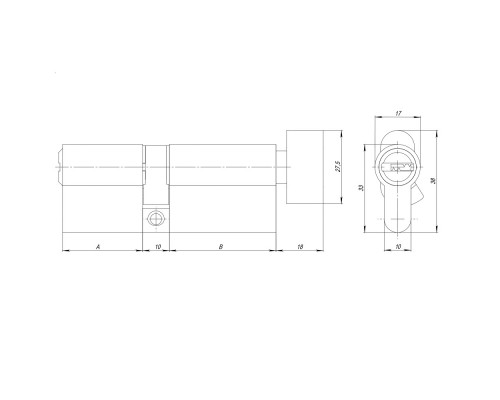 Цилиндровый Ajax (Аякс) механизм (AZ202/70) AZ2002Knob70 (30+10+30) CP хром