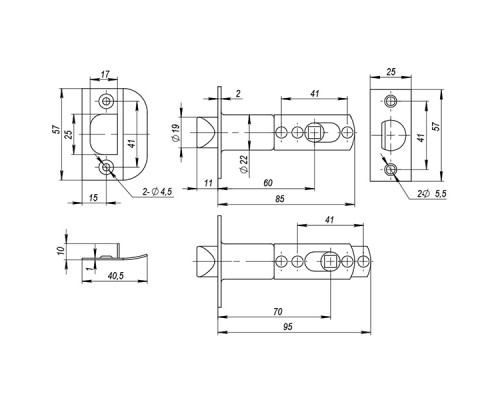 Ручка Ajax (Аякс) защелка DK682 BL-ET (6082 BL-E) (кл./фик.) черный