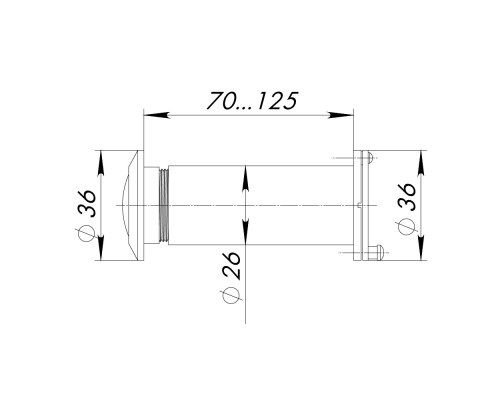 Глазок Ajax (Аякс) дверной, оптика пластик DV-4/70-125 BL черный (кратно коробке 30 шт)