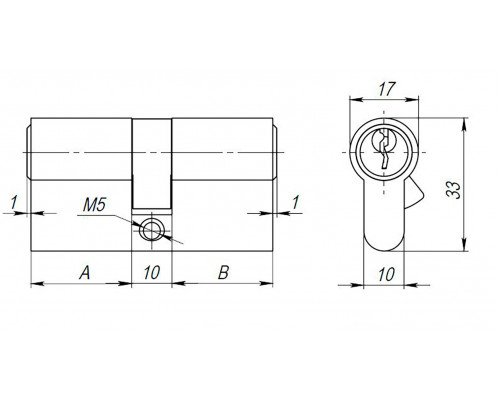 Цилиндровый Ajax (Аякс) механизм (AX100/90) AX1000Key90 (40+10+40) CP хром
