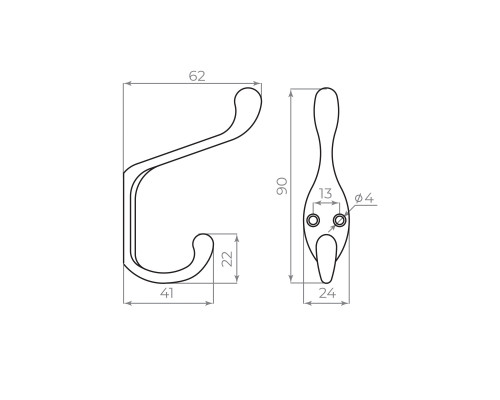 Крючок Ajax (Аякс) настенный MB-K-005 CP хром