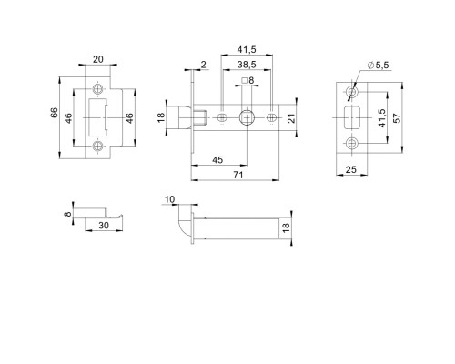 Защелка Ajax (Аякс) врезная METLM45-8 WH белый
