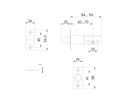 Замок Ajax (Аякс) врезной DK.001 ET BL черный