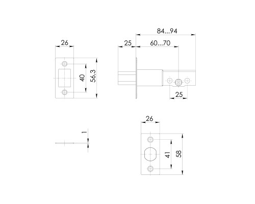 Замок Ajax (Аякс) врезной DK.002 BK SN мат.никель