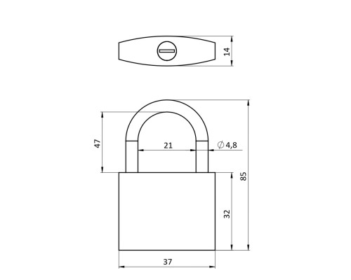 Замок Ajax (Аякс) навесной PD-0238L 3 key