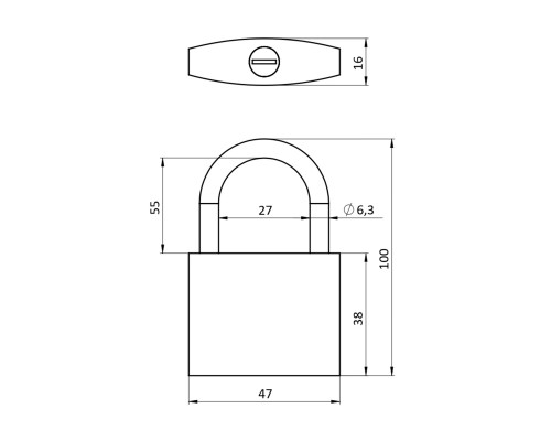Замок Ajax (Аякс) навесной PD-0250L 3 key