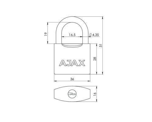 Замок Ajax (Аякс) навесной PD-0532 3 key