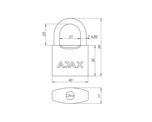 Замок Ajax (Аякс) навесной PD-0538 3 key
