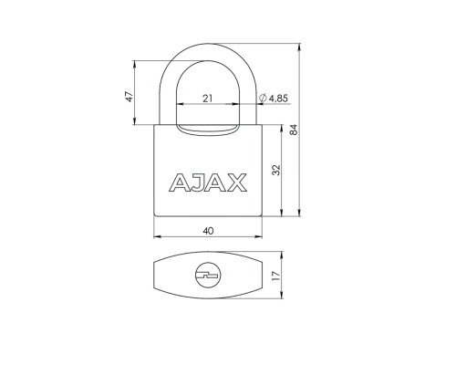 Замок Ajax (Аякс) навесной PD-0538L 3 key