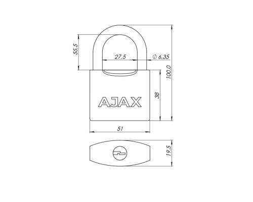 Замок Ajax (Аякс) навесной PD-0550L 3 key