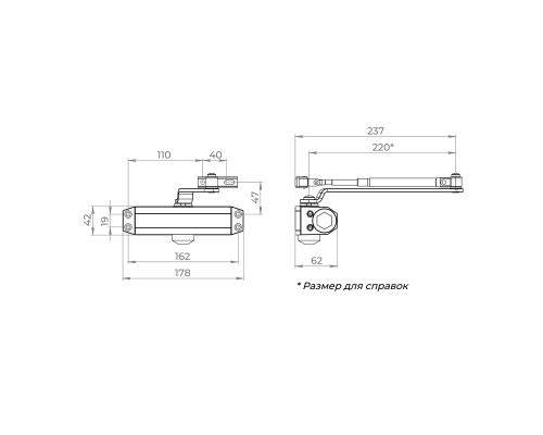 Доводчик Ajax (Аякс) дверной DCTR50-100 (TDR-100) 50-100кг BL черный
