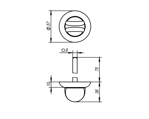 Ручка Ajax (Аякс) поворотная BKW8/75-0705 CP-8 хром