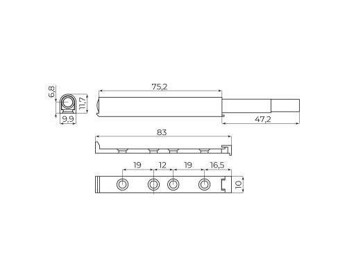 Толкатель Ajax (Аякс) мебельный пластиковый DMP-85/14M с магнитом WH белый