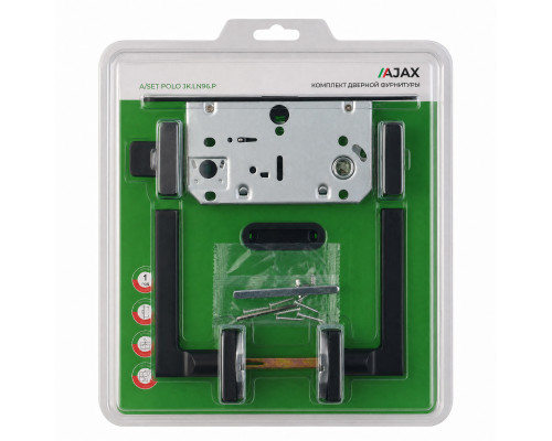 Комплект ручек Ajax (Аякс) с защелкой и поворотниками A/SET POLO JK.LN96.P BL-24 черный