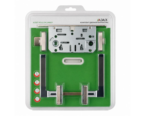 Комплект ручек Ajax (Аякс) с защелкой и поворотниками A/SET POLO JK.LN96.P SN-3 мат.никель