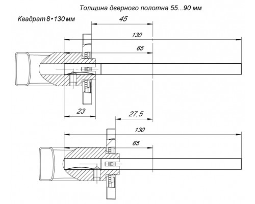 Квадрат Armadillo (Армадилло) для ручек Spindle 8х130