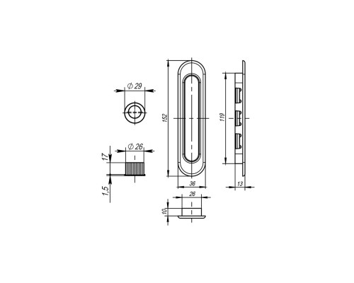 Ручка Armadillo (Армадилло) для раздвижных дверей SH.LD152.010 (SH010) СP-8 хром