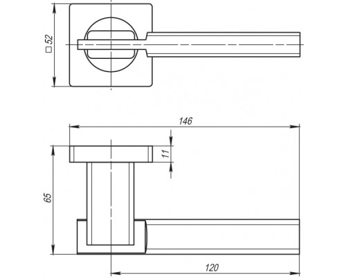 Ручка Armadillo (Армадилло) раздельная K.SQ52.TRINITY (TRINITY SQ005) SN/CP-3 матовый никель/хром