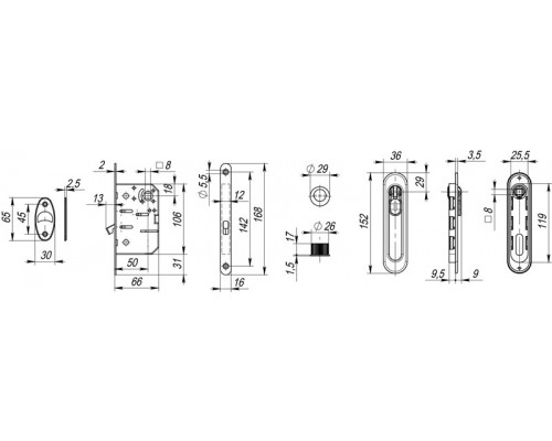 Набор Armadillo (Армадилло) для раздвижных дверей SH.LD152.KIT011-BK (SH011-BK) SN-3 матовый никель