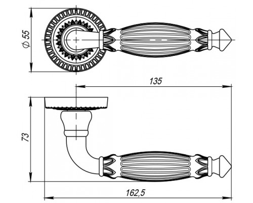 Ручка Armadillo (Армадилло) раздельная R.CL55.Bella (Bella CL2) OB-13 античная бронза