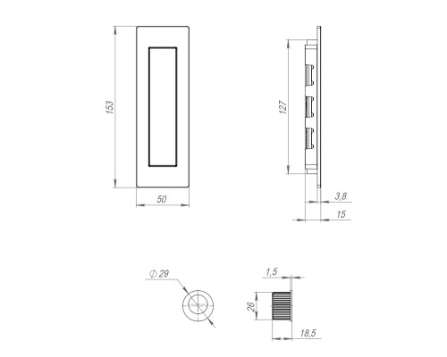 Ручка Armadillo (Армадилло) для раздвижных дверей SH.URB153.010 (SH010 URB) BPVD-77 вороненый никель