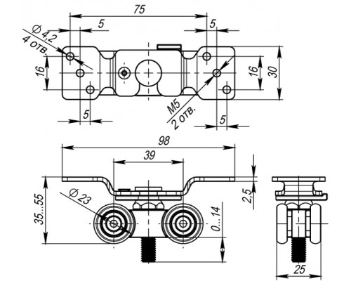 Комплект роликов Armadillo (Армадилло) для раздвижных дверей SLD.Comfort.SET.rollers/60 (DIY Comfort 60/4 kit)