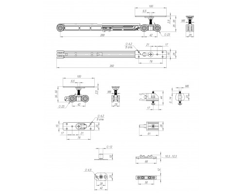 Комплект Armadillo (Армадилло) для раздвижных дверей SLD.Comfort-PRO.SET3.soft close+roller/80