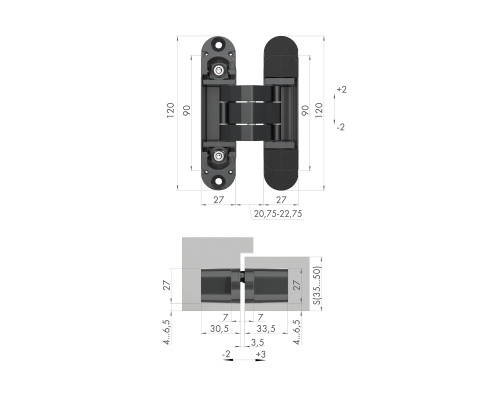 Петля Armadillo (Армадилло) скрытой установки U3D7000 SC (12060UN3D) мат. хром TECH