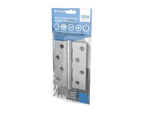 Петля Armadillo (Армадилло) универсальная IN4500UC-BL BPVD 100x75x3 INOX304 вороненый никель БЛИСТЕР