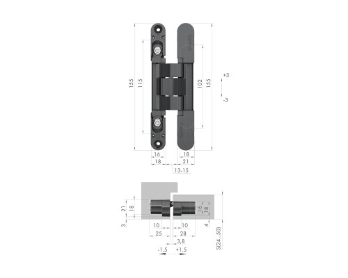Петля Armadillo (Армадилло) скрытой установки U3D2400.VPG SC мат. хром TECH