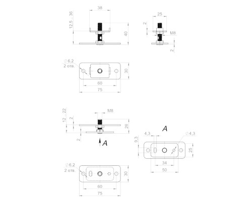 Комплект Armadillo (Армадилло) монтажных пластин SLD.Comfort-PRO.PROF/telescope.static door plates