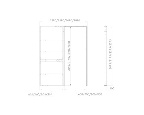 Пенал для скрытой раздвижной Armadillo (Армадилло) системы SLD.Comfort-PENAL caseta 900/2300