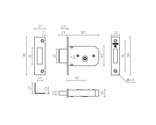 Замок Fuaro (Фуаро) врезной крестообразный X200 F (200 F) CP хром 3key
