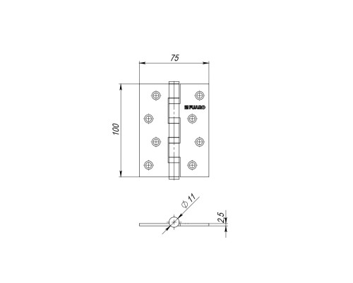 Петля Fuaro (Фуаро) универсальная IN4400U PB (4BB 100x75x2,5) латунь