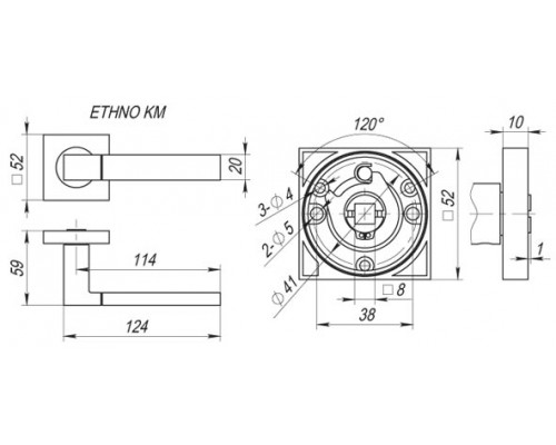 Ручка Fuaro (Фуаро) раздельная K.KM52.ETHNO (ETHNO KM) SN/CP-3 матовый никель/хром