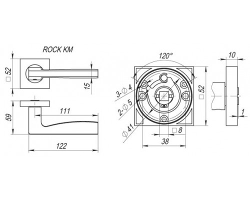 Ручка Fuaro (Фуаро) раздельная K.KM52.ROCK (ROCK KM) SN/CP-3 матовый никель/хром