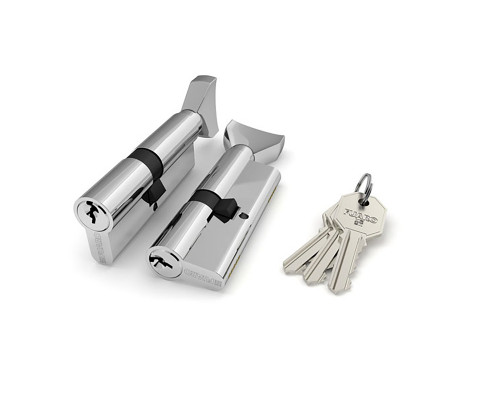 Цилиндровый Fuaro (Фуаро) механизм (100 CM/80) 1000CMKnob80(35+10+35) CP хром 3Key с вертушкой