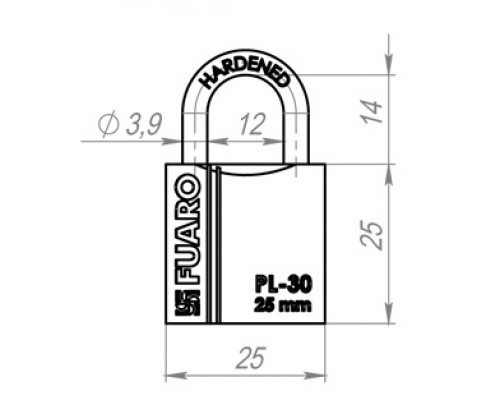 Замок Fuaro (Фуаро) навесной PL-PROTEC-3025 2key (PL-3025) англ. /блистер