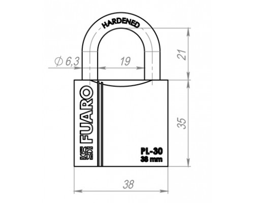 Замок Fuaro (Фуаро) навесной PL-PROTEC-3038 3key (PL-3038) англ. /блистер