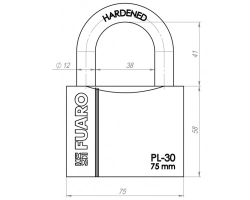 Замок Fuaro (Фуаро) навесной PL-PROTEC-3075 3key (PL-3075) англ. /блистер
