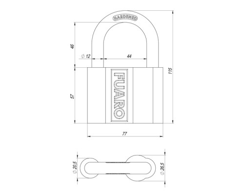 Замок Fuaro (Фуаро) навесной PL-PROTEC-4080 3key (PL-4080) англ. /блистер